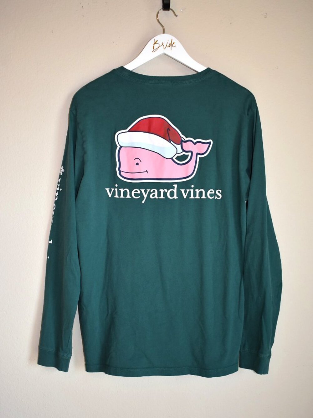 Vineyard Vines Santa Whale Christmas Long Sleeve Tee Green M